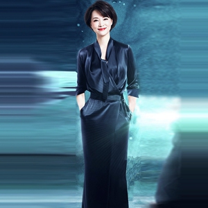 欧迪奥雪2022年春夏明星董卿同款气质女装长裙时尚高端礼服连衣裙