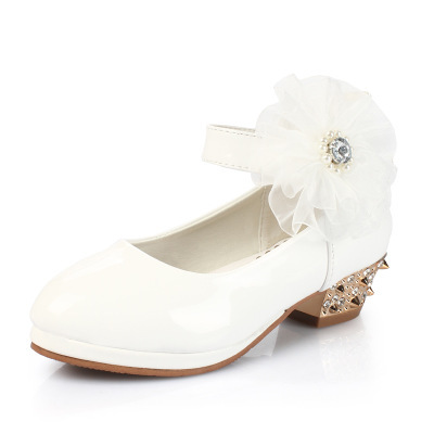 女童皮鞋公主鞋儿童演出鞋子高跟单鞋婚纱黑色白色小女孩学生表演