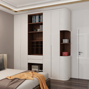 掌上明珠家具全屋定制胡桃木语系列平开门白色哑光烤漆衣柜定做