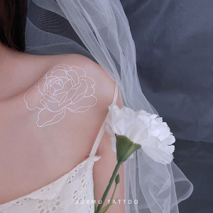 苏小木 白色纹身贴 海棠花朵 ins风锁骨女防水持久不反光文身贴纸