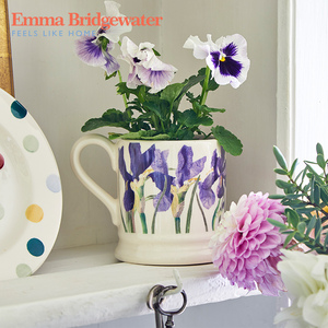 Emma Bridgewater鸢尾蓝马克杯水杯陶瓷杯子女生花朵咖啡杯礼物