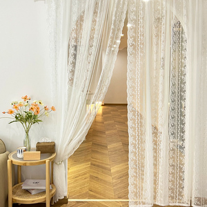 门帘法式复古隔断帘蕾丝白色纱窗纱门高级感飘窗卧室阳台纱幔飘窗