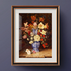 法式复古墙上挂画唯美主义欧式古典花卉静物精致奢华贵气装饰油画