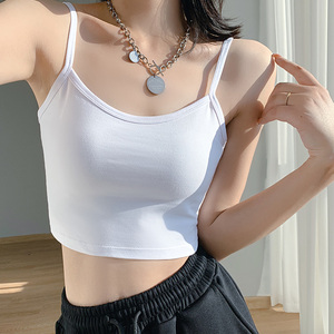白色短款半截小吊带背心女2022新款内搭露脐防走光性感上衣打底衫