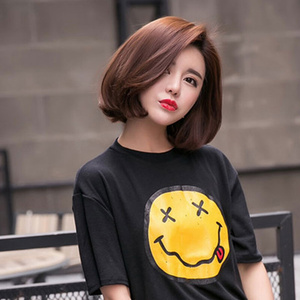 轻熟气质侧分波波头假发女短发蓬松bobo头短卷发斜分中分假发 lob