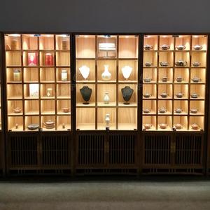 玻璃门茶叶展示柜实木中式茶室精品茶饼紫砂壶珠宝茶具多宝阁带灯
