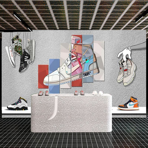 3d立体aj潮牌鞋店墙纸网红直播潮鞋球鞋壁纸商场童鞋洗鞋店壁画