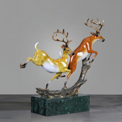 鑫荣 一对欧式铜鹿摆件工艺品o家居客厅装饰品办公桌摆件开业礼品