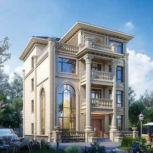 【4040】四层新农村豪华欧式别墅自建楼房设计图纸施工样图效果图