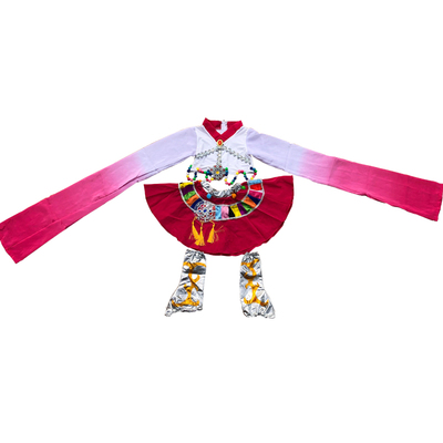 00盈丽莎旗舰店天猫儿童舞蹈元旦小荷风采隆达梅朵演出服装藏族舞蹈