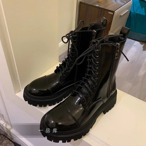正品代购balenciaga巴黎世家女鞋皮鞋大头字母厚底拉链短靴马丁靴
