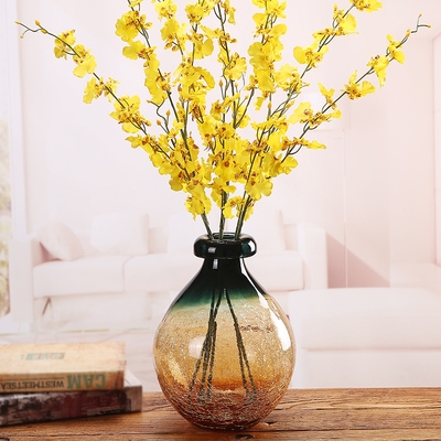 客厅插花摆件彩色玻璃花瓶水培欧式花艺装x饰品大号简约餐桌花容