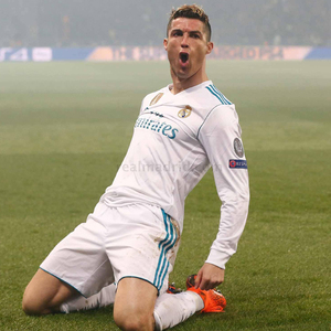 1718皇马主场球衣复古长袖欧冠球服球迷版套装c罗7号本泽马运动衫