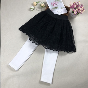 儿童蕾丝黑色百褶裙