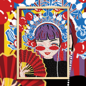 787梦幻画廊淘宝星戴路纸浆画材料包卡通人物带框d