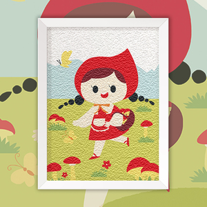 时匠 z小红帽卡通儿童纸浆画大灰狼数字填色装饰画手工diy挂画