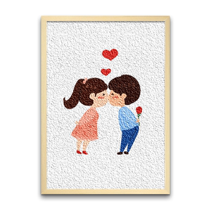 时匠 x小爱心情侣系列diy纸浆画材料包填色画卡通图案填色画简单