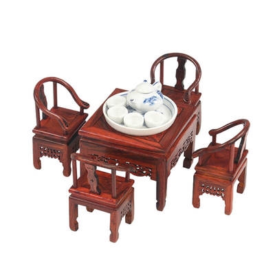 红酸枝红木微型家具模型书房客厅微缩小家具工艺品摆件送迷你茶具