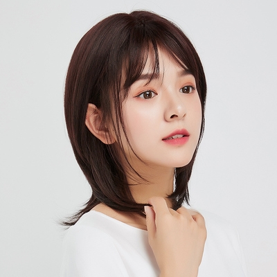 假发女中长发自然全头套式真人发丝空气刘海锁骨发网红辛芷蕾同款
