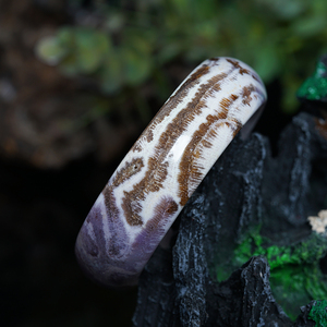 天然紫冰玉化精品龙骨珊瑚玉手镯老料发财玉民族风原创设计女士