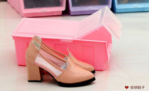 韩式创意塑料鞋盒掀盖开门式储物盒有盖鞋子收纳盒5个装中号紫色5