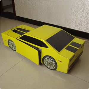 幼儿园cos手工可穿戴纸板纸箱变形金刚大黄蜂服变形纸板汽车玩具