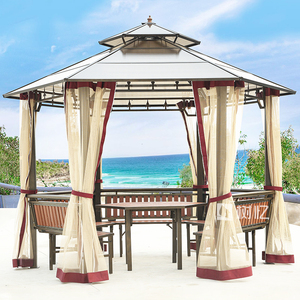 户外凉亭六角亭pvc阳光板铝合金铁艺亭子露台休闲棚防水雨棚遮阳