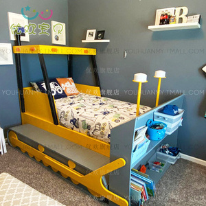 儿童床担 多功能单人床 个性汽车造型男孩床 实木定制孩子床
