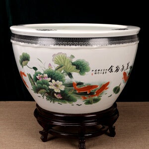 k景德镇陶瓷金鱼缸x庭院水缸养鱼泥盆阳台鱼缸睡莲荷花盆缸家用客