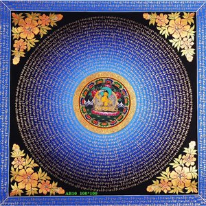 手绘唐卡尼泊尔佛像坛城咒轮大日如来文v殊菩萨客厅玄关镇宅装饰