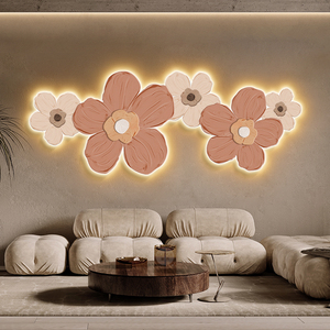 北欧ins风客厅沙发背景墙装饰画创意花卉led灯画卧室床头氛围挂画