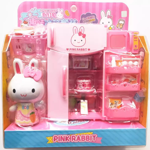 一言粉红兔女孩过家家系列小家电玩具套装大号魔法冰箱双开门冰柜