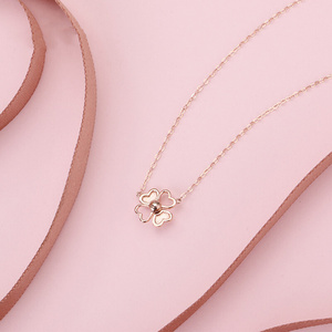 劳拉图18k金钻石项链女锁骨链玫瑰金四叶草吊坠送女友生日礼枚慧