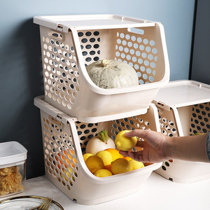 多层塑料置物架厨房浴室卧室家用可叠加水果蔬菜收纳篮整理收纳筐