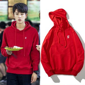 轩尧耐克泰好的你张耀许放同款全世界红色衣服连帽衫卫衣休闲薄款