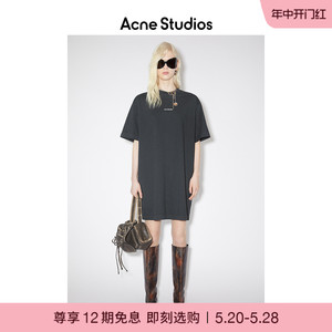 Acne Studios女士 纯棉圆领短袖宽松T恤式中长款裙子连衣裙