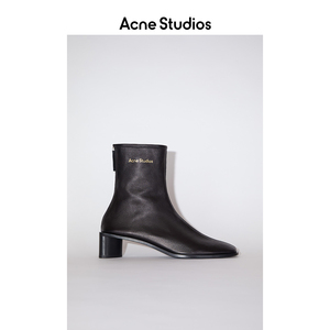 Acne+Studios女士+经典羊皮靴拉链方跟袜靴短筒靴子
