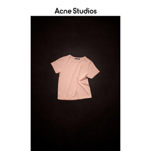 acne studios 童装 face表情粉色笑脸纯棉短袖t恤上衣 2nh173-ad5