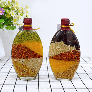创意招财五谷丰登杂粮玻璃摆件 餐厅厨房家居装饰品 酒柜橱柜摆.