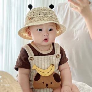 婴儿帽子夏季薄款男孩小蜜蜂镂空遮阳帽小童女宝宝透气防晒渔夫帽