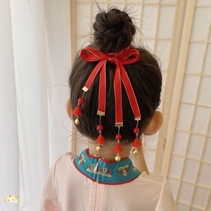 古风流苏发带女绑头发丝巾丝带头饰儿童古装汉服步摇飘带头绳发饰