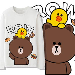 潮牌布朗熊t恤女长袖秋季港风日系小熊衣服纯棉ins潮流打底衫上衣