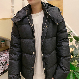 克罗心暗纹十字架羽绒服广检国标90绒男女连帽保暖棉服白鸭绒外套