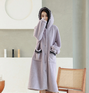 睡衣女秋冬季珊瑚绒加绒加厚保暖长款长袍冬天可外穿睡袍浴袍睡裙
