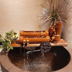 景德镇圆形陶瓷鱼缸仿竹子流水过滤器摆件w喷泉造景加湿增氧循环