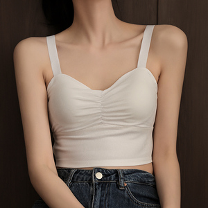 小胸学生内衣女夏薄款美背文胸带胸垫一体背心大胸显小无钢圈吊带