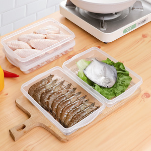sanada日本鲜肉盒保鲜盒塑料密封盒冰箱收纳盒冷冻盒长方形食品盒