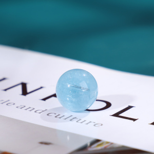 海蓝宝石14mm单珠晶莹剔透珠子天然宝石水晶散珠一物一图