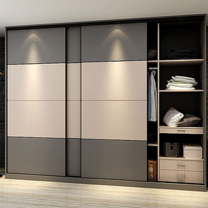 新款实木衣柜门推拉门定制网红现代简约卧室壁柜门定做推拉滑移门