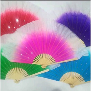 舞蹈扇 扇子 广场舞扇子 真丝扇 扇骨长31公分 飘头10公分  真丝